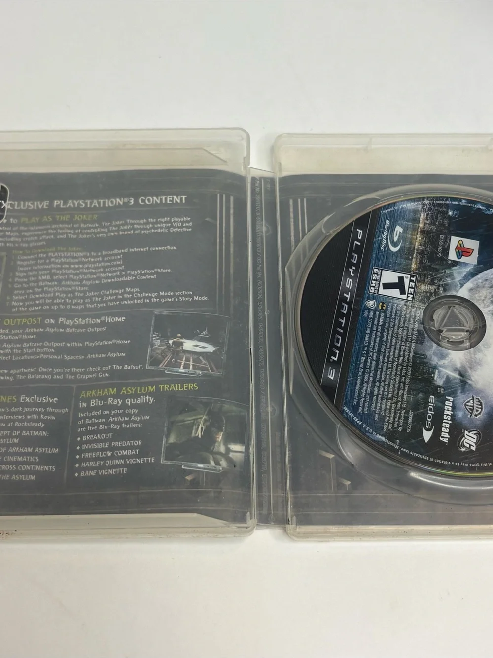 Batman Arkham Asylum PS3 2009 Sony PlayStation 3 No Manual Case Damage TESTED